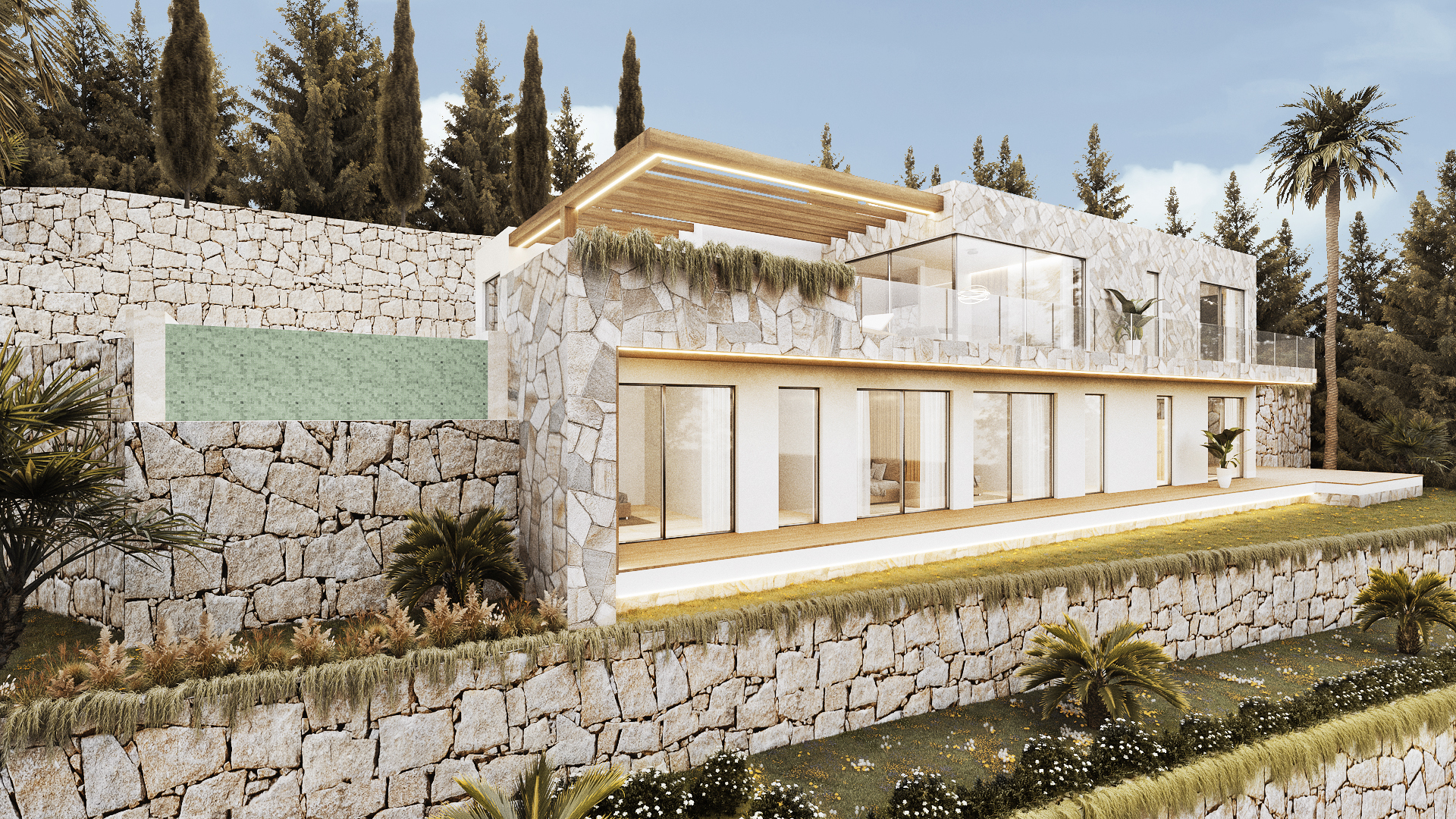 Villa de nueva construcción con vistas al mar en construcción en Javea